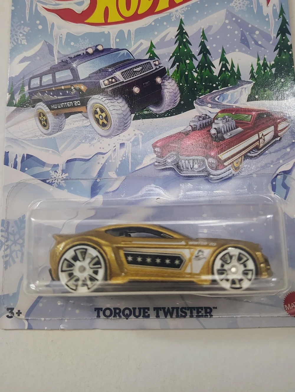 Torque Twister Hot Wheels 2020 Holiday Snow Card 5/6 Gold Diecast